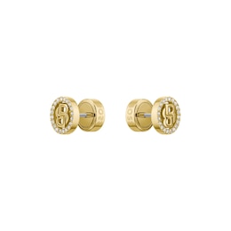 BOSS Women's Divine Gold Tone Double B Sparkle Logo Stud Earrings