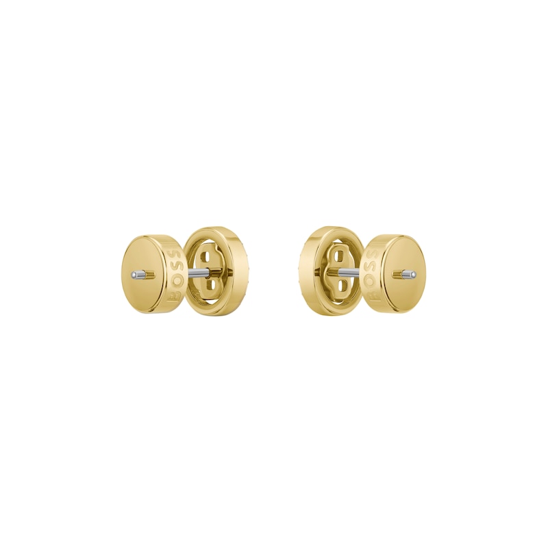 Main Image 3 of BOSS Women's Divine Gold Tone Double B Sparkle Logo Stud Earrings