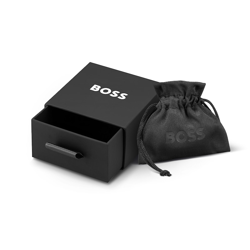 Main Image 6 of BOSS Women's Divine Gold Tone Double B Sparkle Logo Stud Earrings