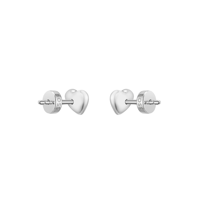 Main Image 2 of BOSS Women's Honey Hearts Shaped Silver Tone Stud Earrings