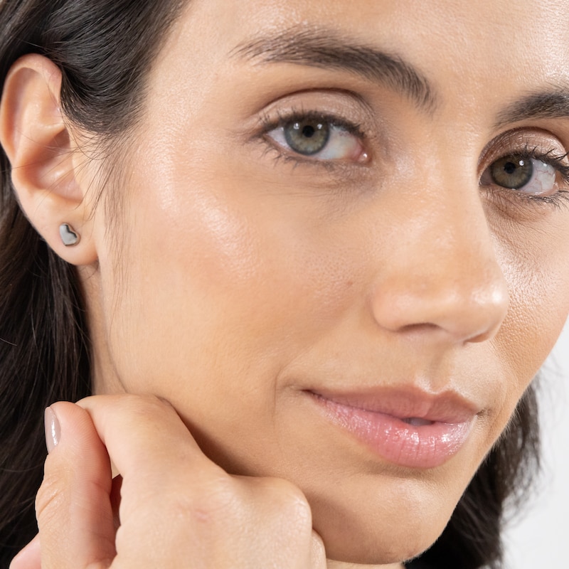 Main Image 4 of BOSS Women's Honey Hearts Shaped Silver Tone Stud Earrings