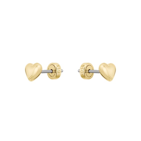 Women's Boss Honey Hearts Shaped Gold Tone Stud Earrings