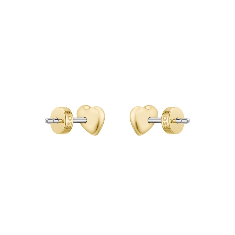 Main Image 2 of BOSS Women's Honey Hearts Shaped Gold Tone Stud Earrings