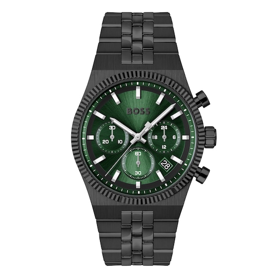 BOSS Candor Mens Chronograph Green Dial and Stainless Steel