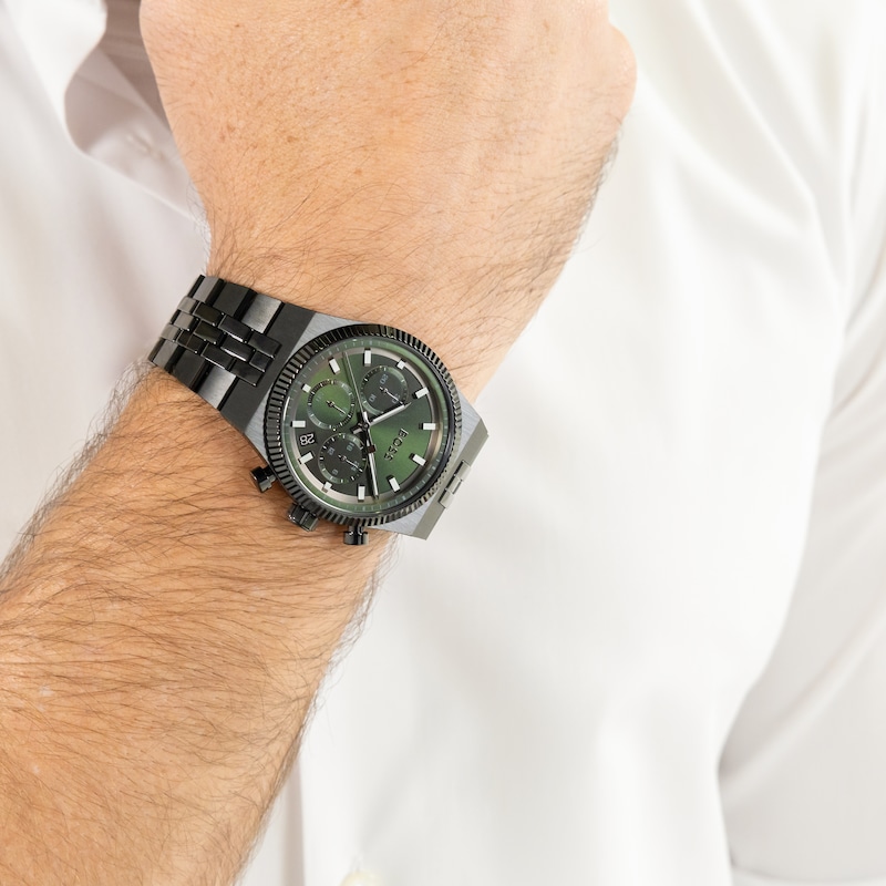 Main Image 4 of BOSS Candor Men's Chronograph Green Dial & Stainless Steel Bracelet Watch