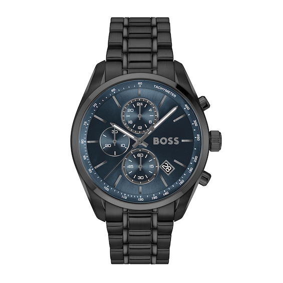 Men's Boss Grand Prix Chronograph Blue Dial & Stainless Steel Bracelet Watch