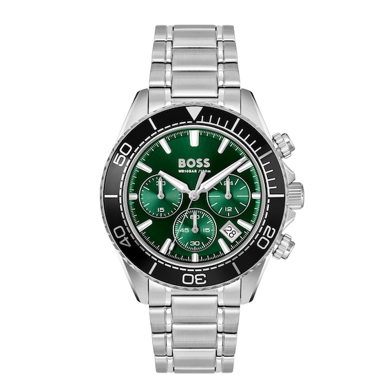 Men's Boss Sealiner Chronograph Green Dial & Stainless Steel Bracelet Watch