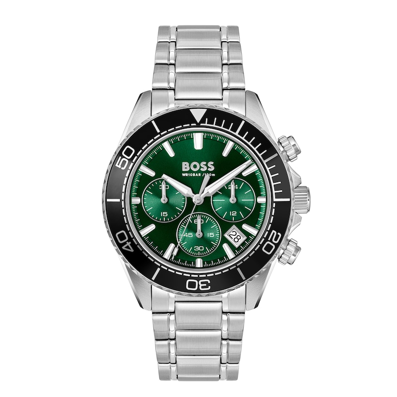 Main Image 1 of BOSS Sealiner Men's Chronograph Green Dial & Stainless Steel Bracelet Watch