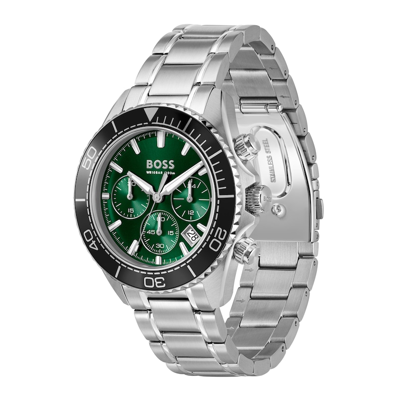 Main Image 3 of BOSS Sealiner Men's Chronograph Green Dial & Stainless Steel Bracelet Watch