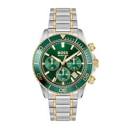 BOSS Sealiner Men's Chronograph Green Dial & Two-Tone Stainless Steel Bracelet Watch