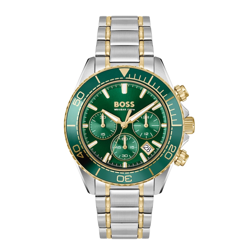 Main Image 1 of BOSS Sealiner Men's Chronograph Green Dial & Two-Tone Stainless Steel Bracelet Watch
