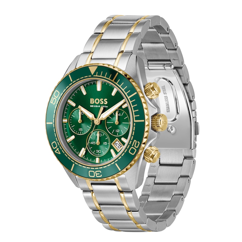 Main Image 3 of BOSS Sealiner Men's Chronograph Green Dial & Two-Tone Stainless Steel Bracelet Watch