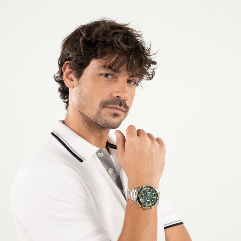 Main Image 5 of BOSS Sealiner Men's Chronograph Green Dial & Two-Tone Stainless Steel Bracelet Watch