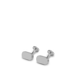 BOSS Silver Tone Brass Engraved Oval Shaped Cufflinks