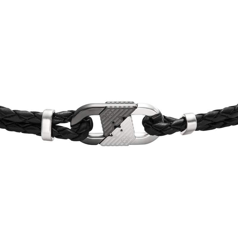 Main Image 2 of Emporio Armani Stainless Steel & Leather ID Bracelet