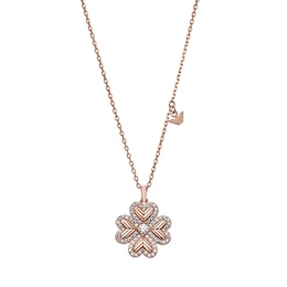 Emporio Armani Rose Gold Tone Sterling Silver Clover Shaped Pendant