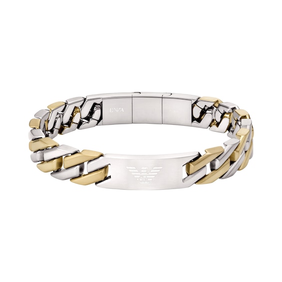 Men's Emporio Armani Two Tone Stainless Steel Id Bracelet