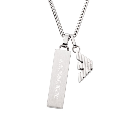 Men's Emporio Armani Stainless Steel Dog Tag Necklace
