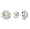 Thumbnail Image 1 of Sterling Silver Cultured Freshwater Pearl & Cubic Zirconia Halo Stud Earrings