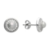 Thumbnail Image 1 of Sterling Silver Cultured Freshwater Pearl Cubic Zirconia Round Pavé Stud Earrings