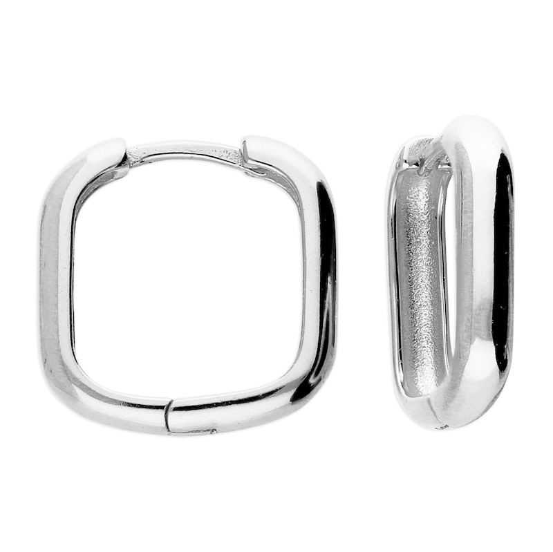Main Image 1 of Sterling Silver Polished Rectangular Hoop Earrings