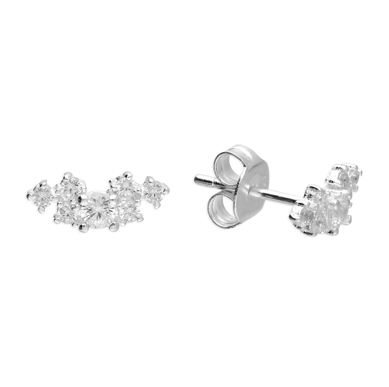 Main Image 1 of Sterling Silver & Cubic Zirconia Scattered Stud Earrings