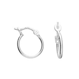 Sterling Silver Narrow Tubular Polished Huggie Earrings