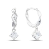 Thumbnail Image 1 of Sterling Silver & Cubic Zirconia Drop Twisted Hoop Earrings