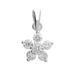 Sterling Silver & Cubic Zirconia Flower Shaped Pendant