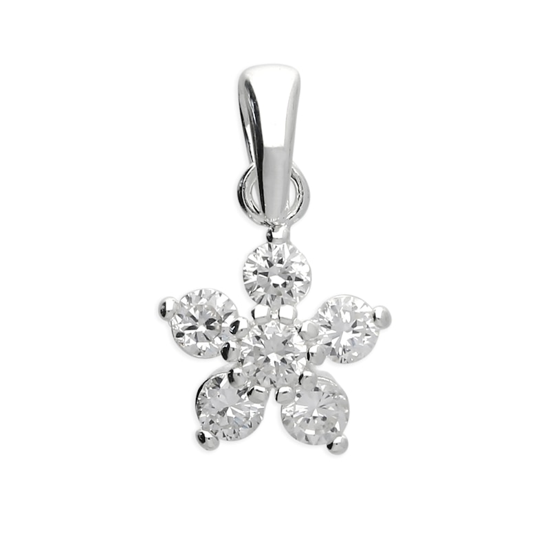 Main Image 1 of Sterling Silver & Cubic Zirconia Flower Shaped Pendant