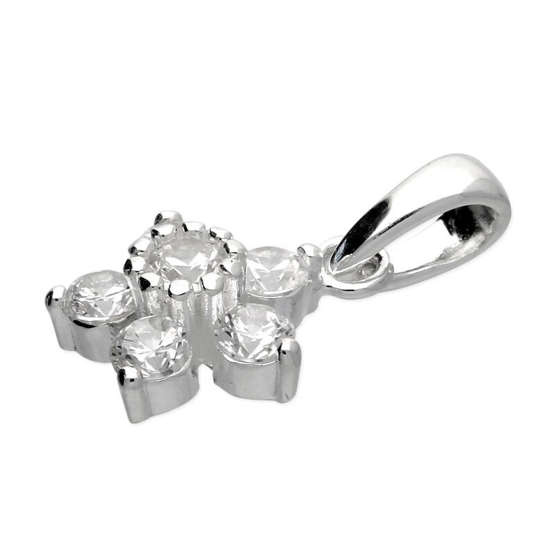 Main Image 2 of Sterling Silver & Cubic Zirconia Flower Shaped Pendant