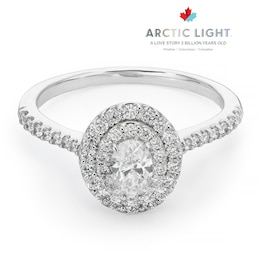 Engagement Ring Arctic Light Platinum Oval Double Halo 0.66ct Diamond Ring