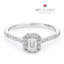 Engagement Ring Arctic Light Platinum Emerald Halo 0.50ct Diamond Ring