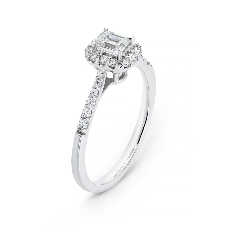 Main Image 2 of Engagement Ring Arctic Light Platinum Emerald Halo 0.50ct Diamond Ring