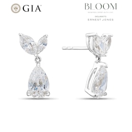 BLOOM 9ct White Gold 2.70ct Lab Grown Diamond Pear & Marquise Drop Earrings