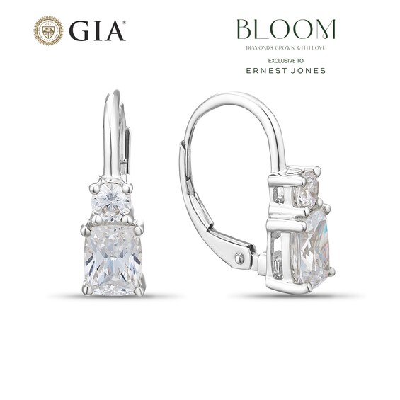 BLOOM 9ct White Gold 1.80ct Lab Grown Diamond Mixed Cut Leverback Earrings
