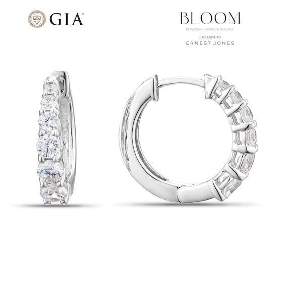 BLOOM 9ct White Gold 1ct Lab Grown Diamond Graduated Huggie Hoop Earring