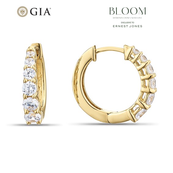BLOOM 9ct Yellow Gold 1ct Lab Grown Diamond Graduated Huggie Hoop Earring