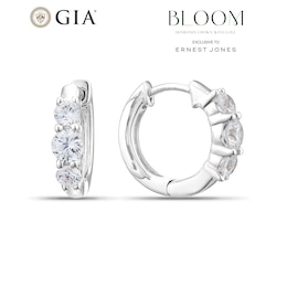 BLOOM 9ct White Gold 1ct Lab Grown Diamond Trilogy Huggie Hoop Earring