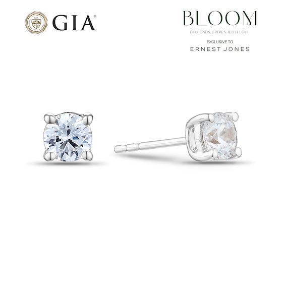 BLOOM 9ct White Gold 1ct Lab Grown Diamond Solitaire Stud Earrings