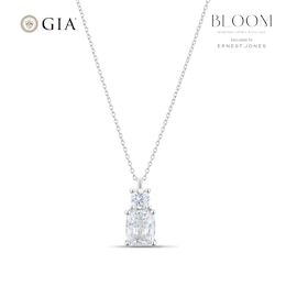 BLOOM 9ct White Gold 1.50ct Lab Grown Diamond Cushion & Round Pendant Necklace