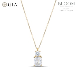 BLOOM 9ct Yellow Gold 1.50ct Lab Grown Diamond Cushion & Round Pendant Necklace