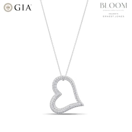 BLOOM 9ct White Gold 1ct Lab Grown Diamond Pavé Heart Shaped Open Pendant