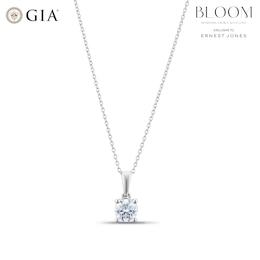 BLOOM 9ct White Gold 0.50ct Lab Grown Diamond Solitaire Pendant Necklace
