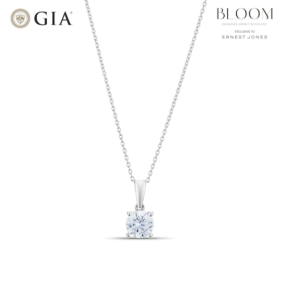 BLOOM 9ct White Gold 1ct Lab Grown Diamond Solitaire Pendant Necklace