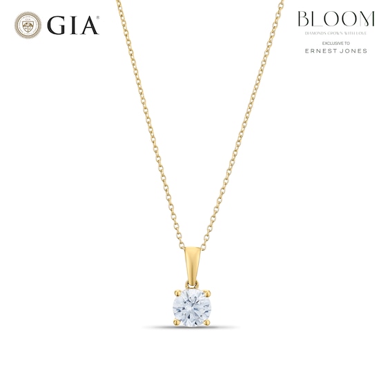 BLOOM 9ct Yellow Gold 1ct Lab Grown Diamond Solitaire Pendant Necklace