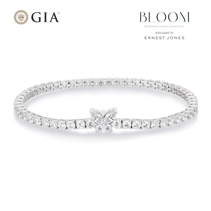 Main Image 1 of BLOOM 9ct White Gold 6ct Lab Grown Diamond Butterfly Clasp Tennis Bracelet