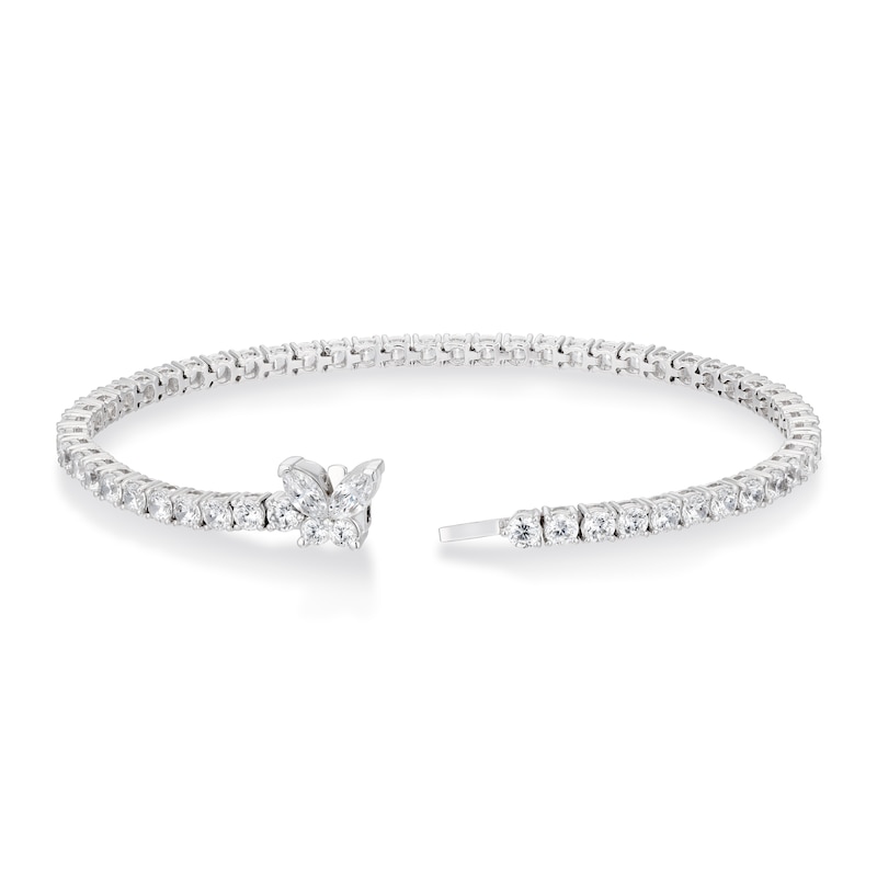 Main Image 3 of BLOOM 9ct White Gold 6ct Lab Grown Diamond Butterfly Clasp Tennis Bracelet