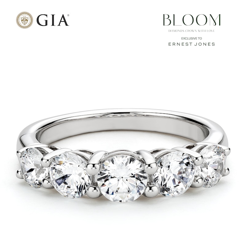 Main Image 1 of BLOOM 14ct White Gold 1.80ct Lab Grown Diamond Round 5 Stone Graduating Ring