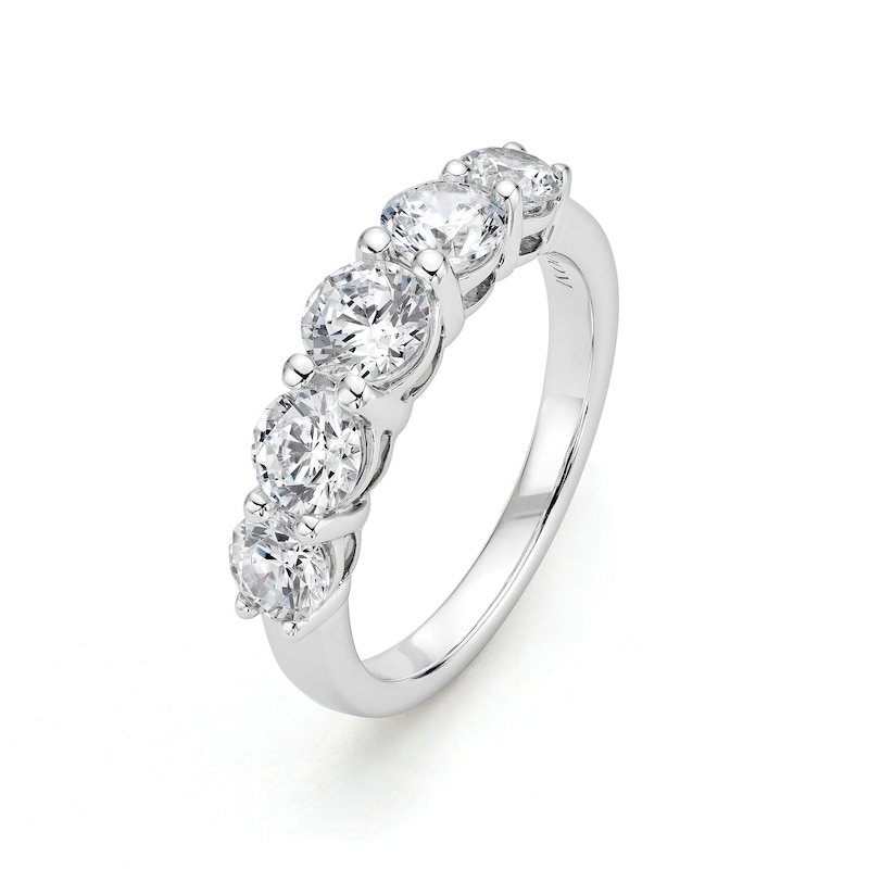 Main Image 2 of BLOOM 14ct White Gold 1.80ct Lab Grown Diamond Round 5 Stone Graduating Ring